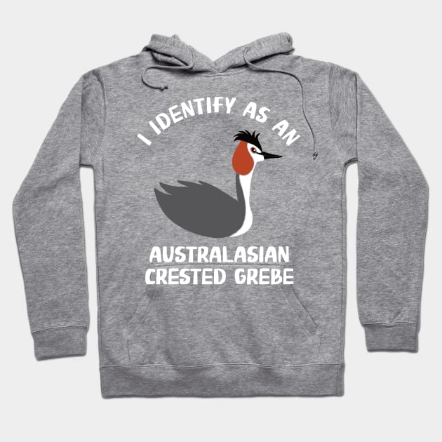 I Identify as an Australasian Crested Grebe Hoodie by Alissa Carin